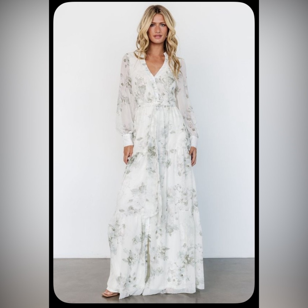 Baltic Born Floral Maxi Dress - White and Green